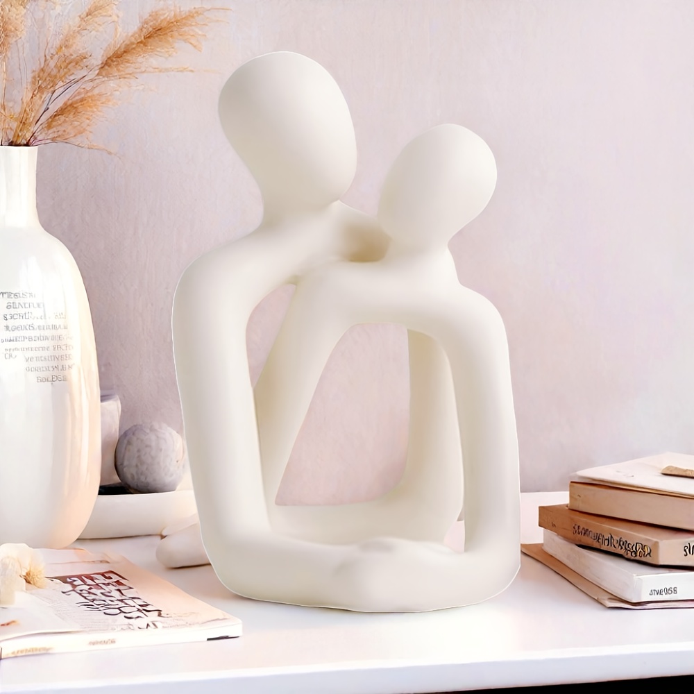 Resin Art Light - Abstract Couple Embracing Sculpture, Modern Minimalist