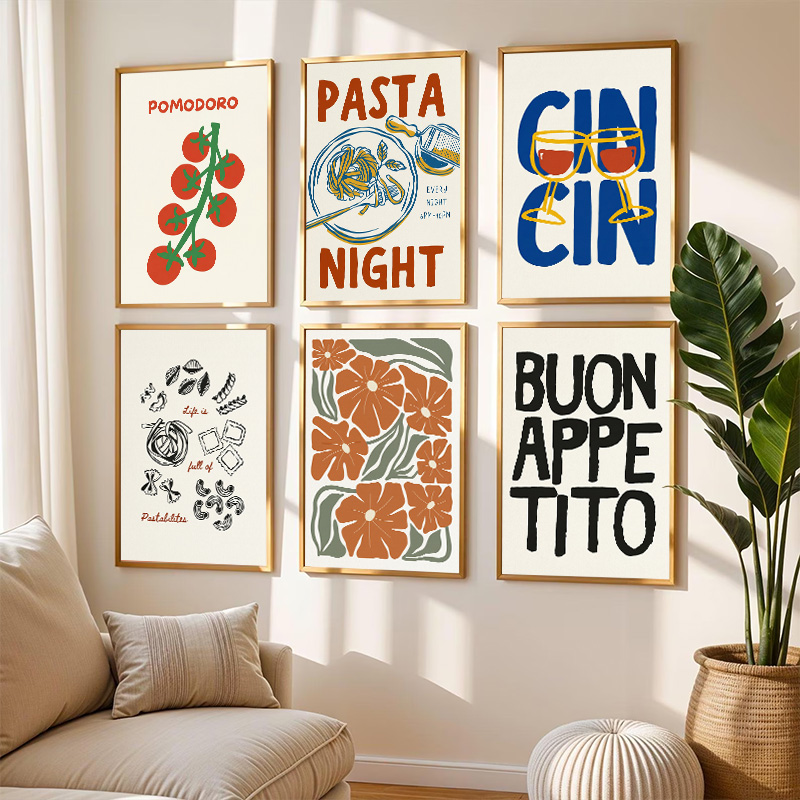 Resin Art Quotes - Retro Italian Cuisine Diamond Poster Pasta