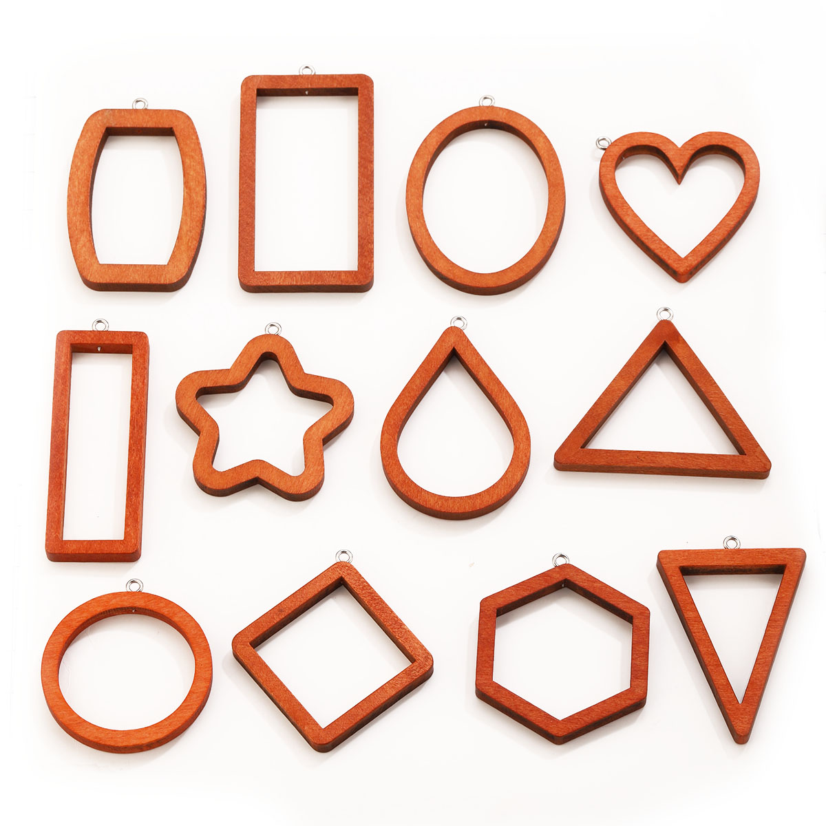 Resin Art Hanging - 10PCS Triangle Rectangle Wood Geometric Charms