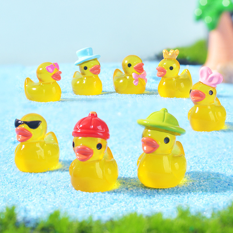 Mini Yellow Luminous Duck Orna - Resin Art Light ulasan dan harga