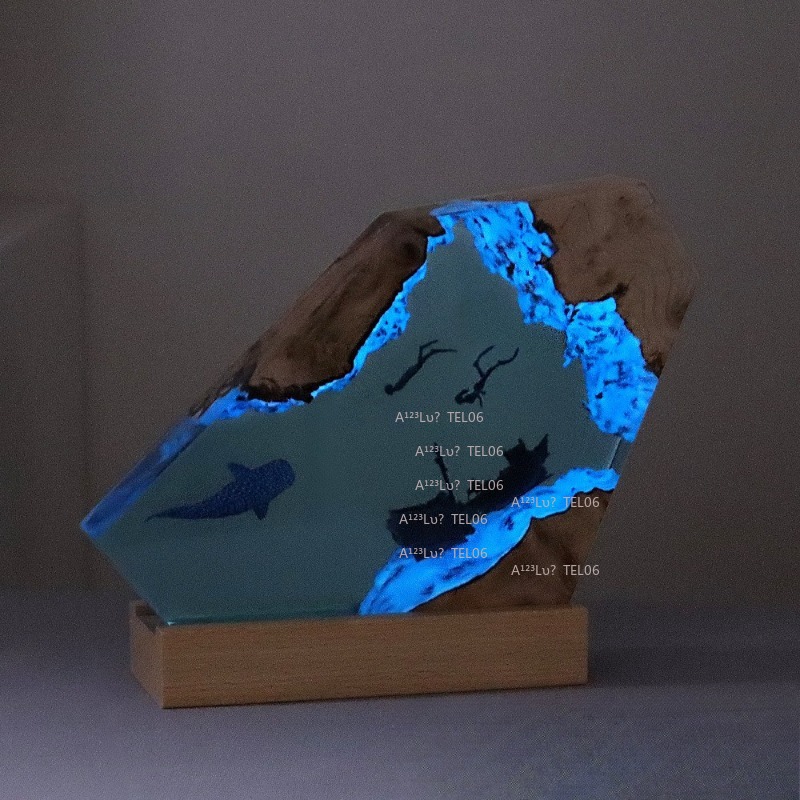 Wood Resin Night Light Ocean A - Resin Art Light ulasan dan harga