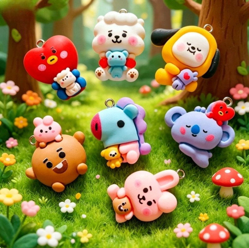 7pcs BT21 Resin Cartoon Charm  - Resin Art Hanging ulasan dan harga