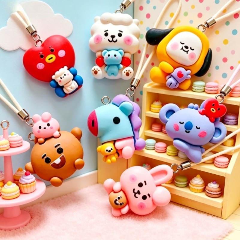 7pcs BT21 Resin Cartoon Charm  - Resin Art Hanging ulasan dan harga