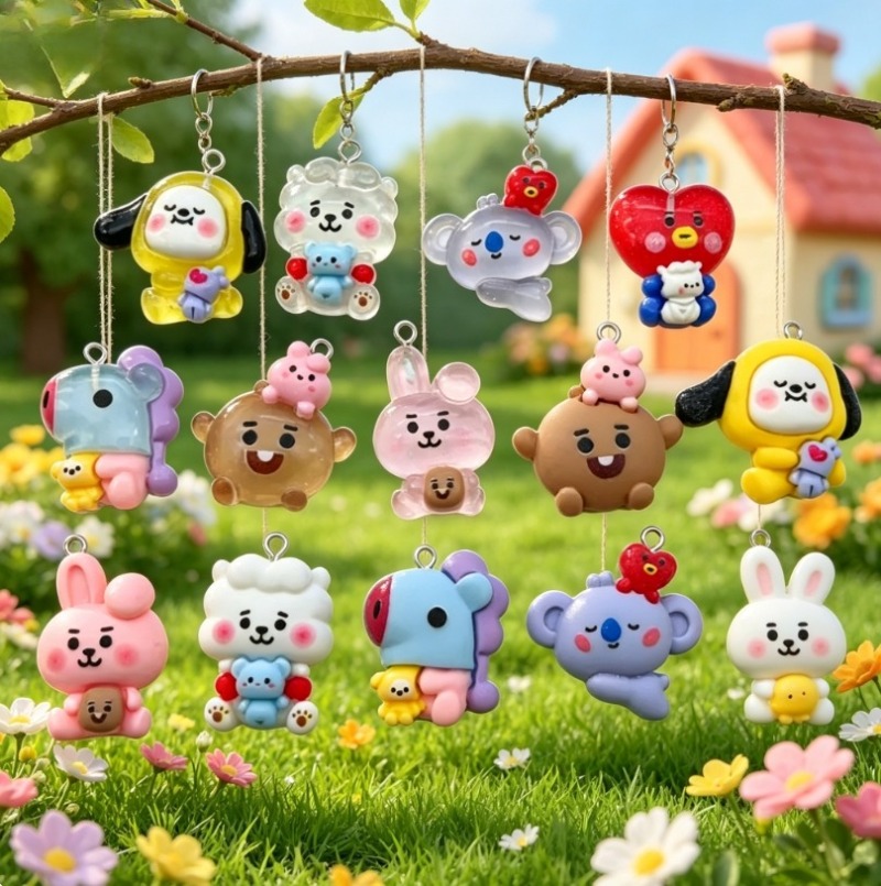 7pcs BT21 Resin Cartoon Charm  - Resin Art Hanging ulasan dan harga